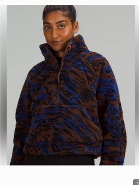 lululemon athletica Plush Sherpa Half-Zip Jacket in Blue & Brown